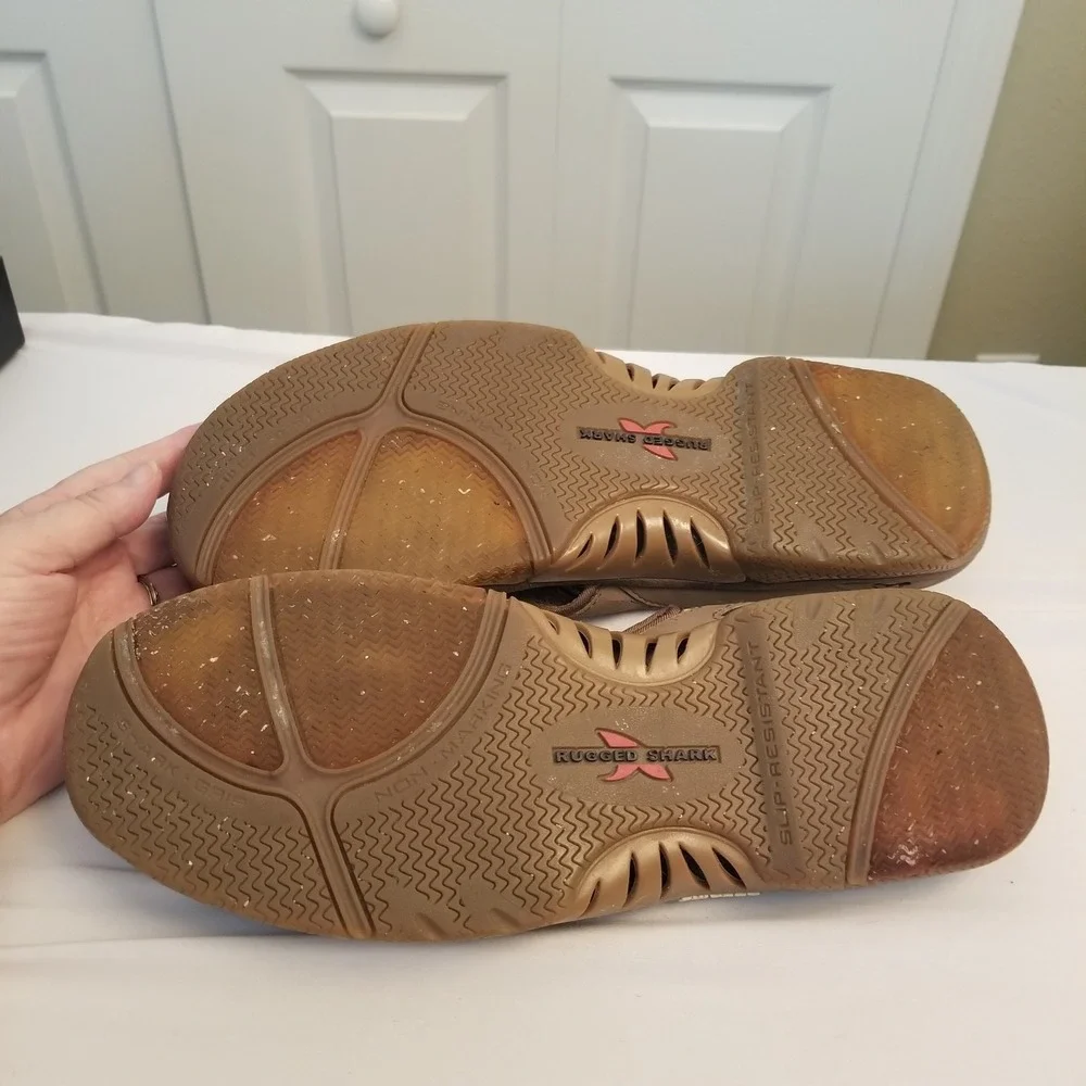 Rugged Shark Aquaire Outdoor Hiking Sandals Tan Bungee Lace Closed Toe Mens 10